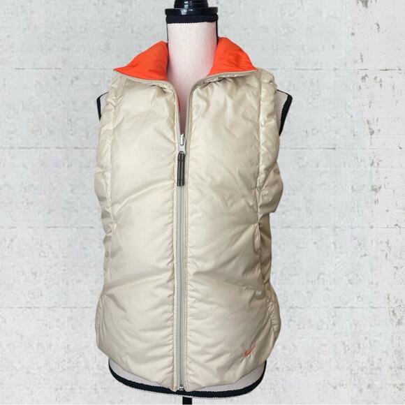 VTG 1995 NIKE Women’s Reversible Down Puffer Vest Size M Orange/Cream Sporty - Picture 4 of 15
